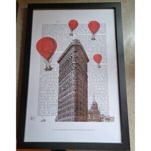 Fab Funky Flat Iron Bldg NYC Red Hot Air Balloons Dictionary Pg Signed Framed 19